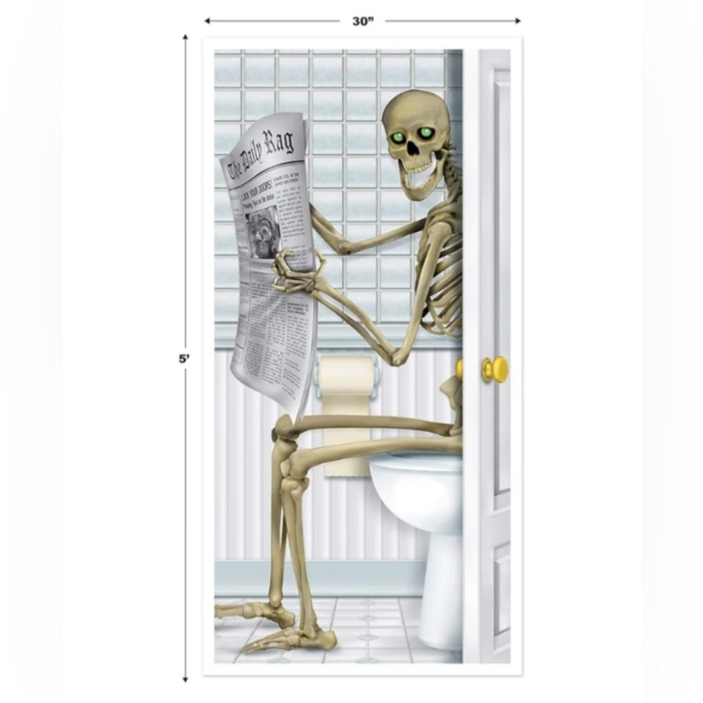 Beistle Skeleton Door Cover Fall Halloween Decoration Funny Bathroom Party Theme